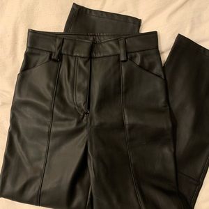 Faux Leather Straight Leg Pants with Piping detail 2